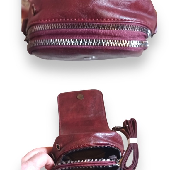 Burgundy Cell Messenger Crossbody Bag - Picture 4 of 9